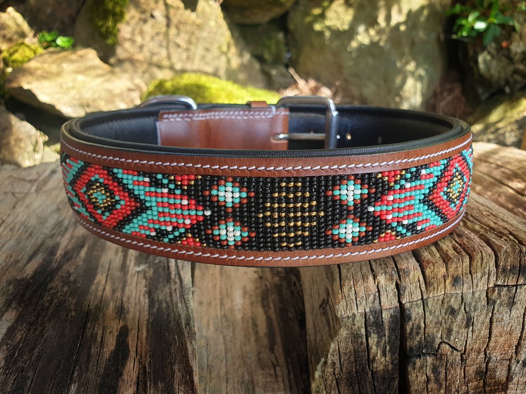 Lederhalsband Aztec Brown