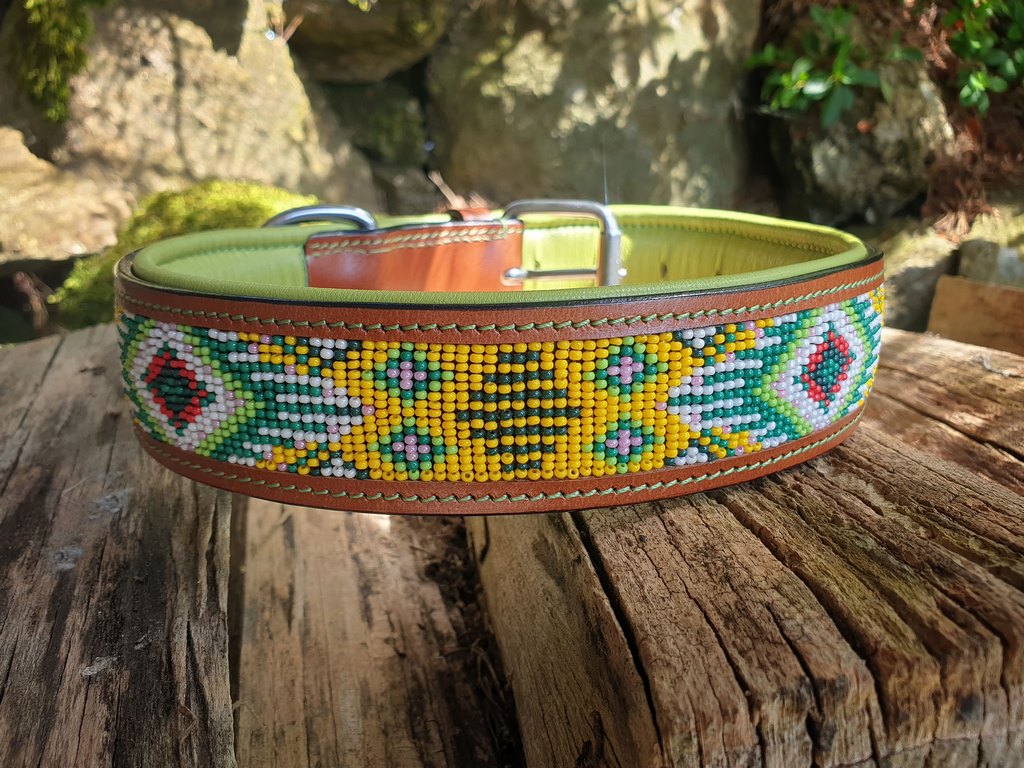 Lederhalsband Aztec Yellow