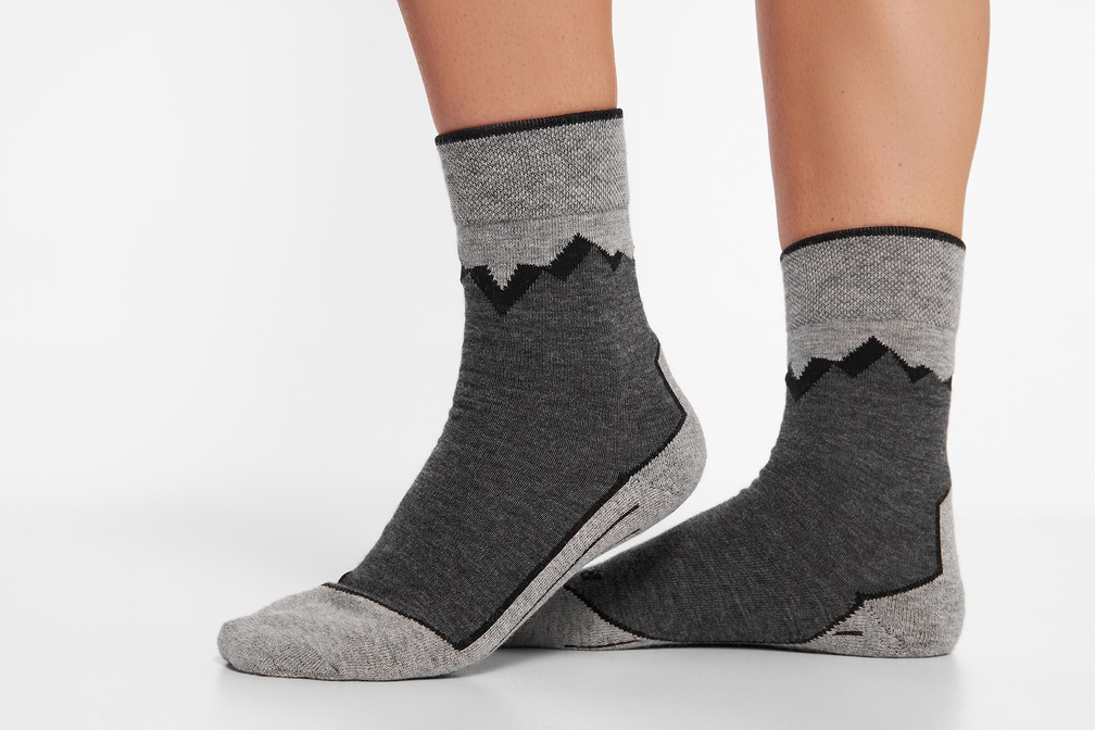 Alpaka Premium Wandersocken Grau