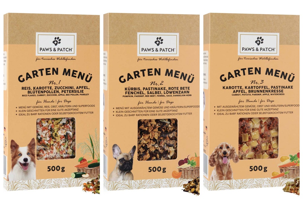 Gartenmenüs 1, 2 und 3