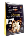 Schwarze Verpackung mit Fenster, das Cheesies zeigt