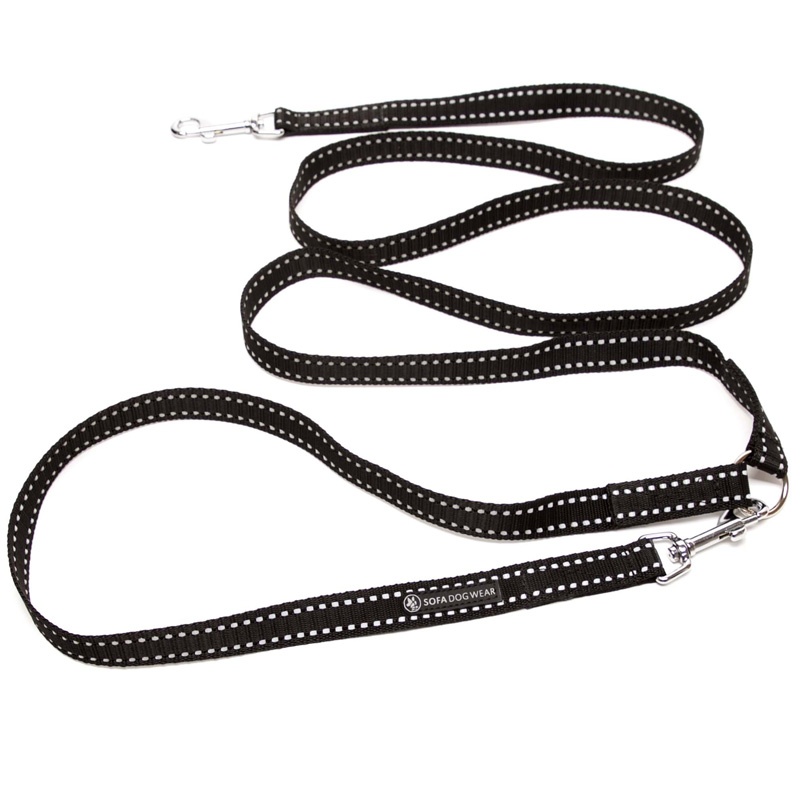 Verstellbare Leine Schwarz/Reflex 225 cm x 2 cm