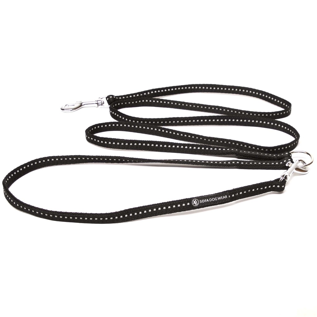 Verstellbare Leine Schwarz/Reflex 225 cm x 1,25 cm