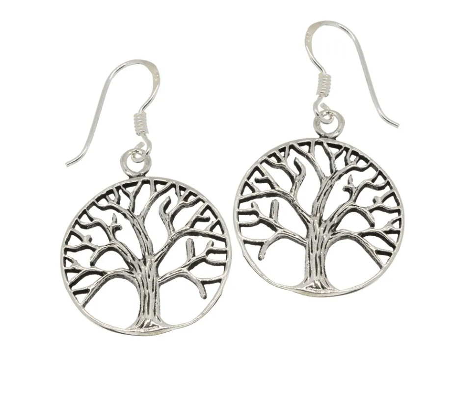 Runde Ohrhänger  mit je einem Baum