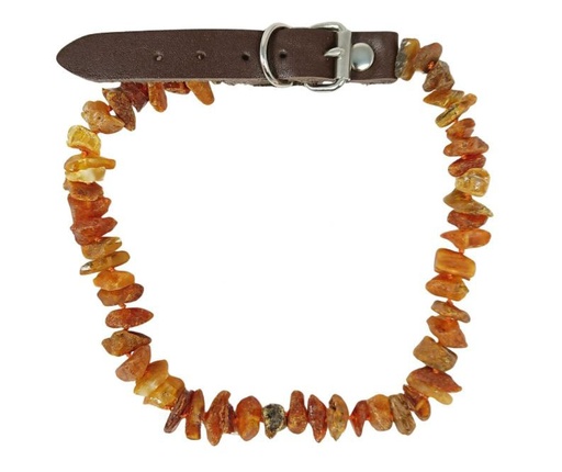 Halsband Bernstein Natur + Leder