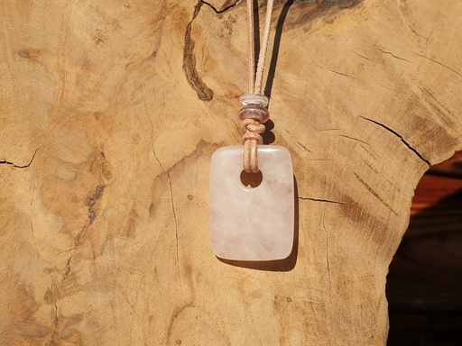 [RL-223-007] Rosenquarz Lederkette