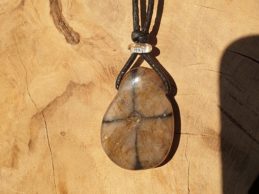 Chiastolith Lederkette "Kreuzstein"