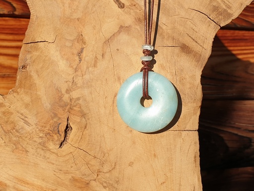 [RLD-223-001] Amazonit 4 cm Donut Lederkette