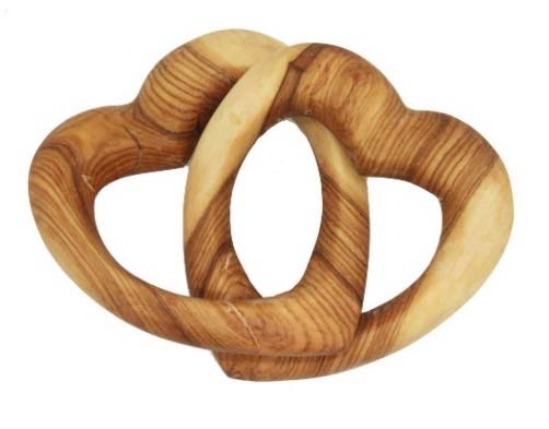 [P0030098] Verschlungene Herzen aus Olivenholz 7 cm