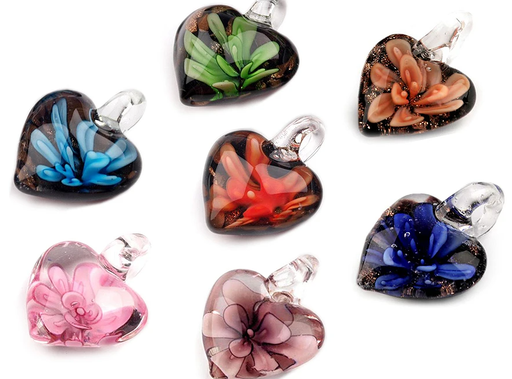 Herzblüte Anhänger Glas