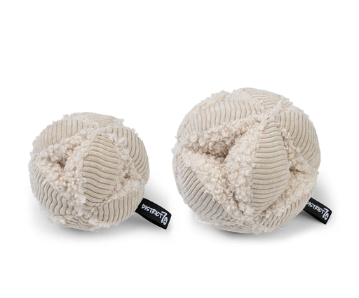 Plüschball für Hunde in Creme in zwei Größen mit mittiger Versteckmöglichkeit